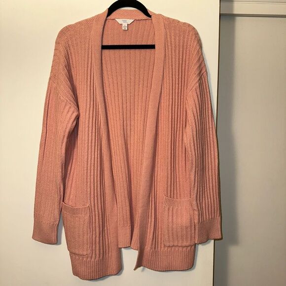 Time and True Large Pink Chunky Knit Womens Open Front Cardigan Sweater EUC - Picture 1 of 9